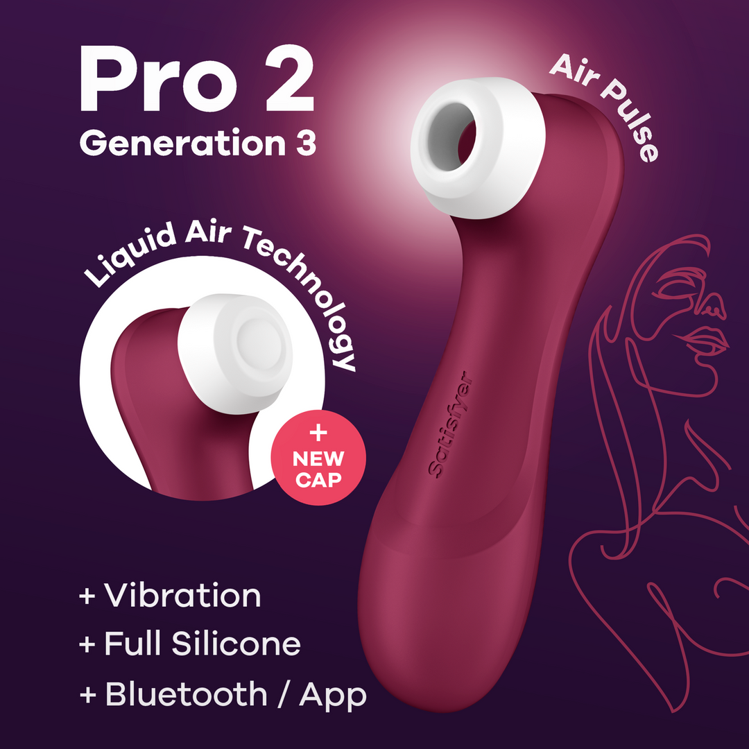 Satisfyer Pro 2 Generatie 3 - Double Air Pulse Vibrator - Liquid Air en Connect App - Wijnrood (4061504051840)