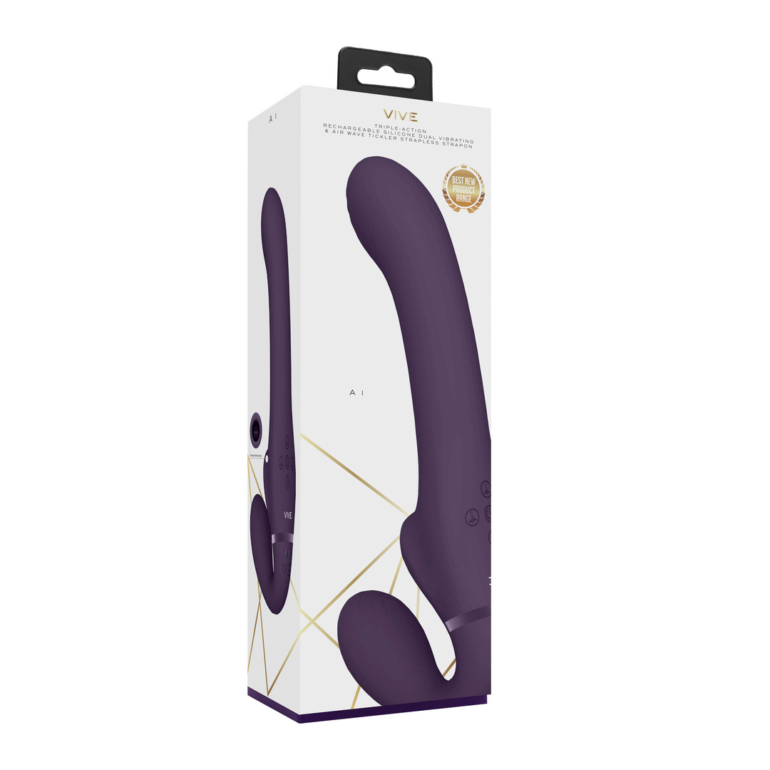 Vive by shots Ai - Dual Vibrerende Air Wave Tickler Strapless Strapon (8714273537591)