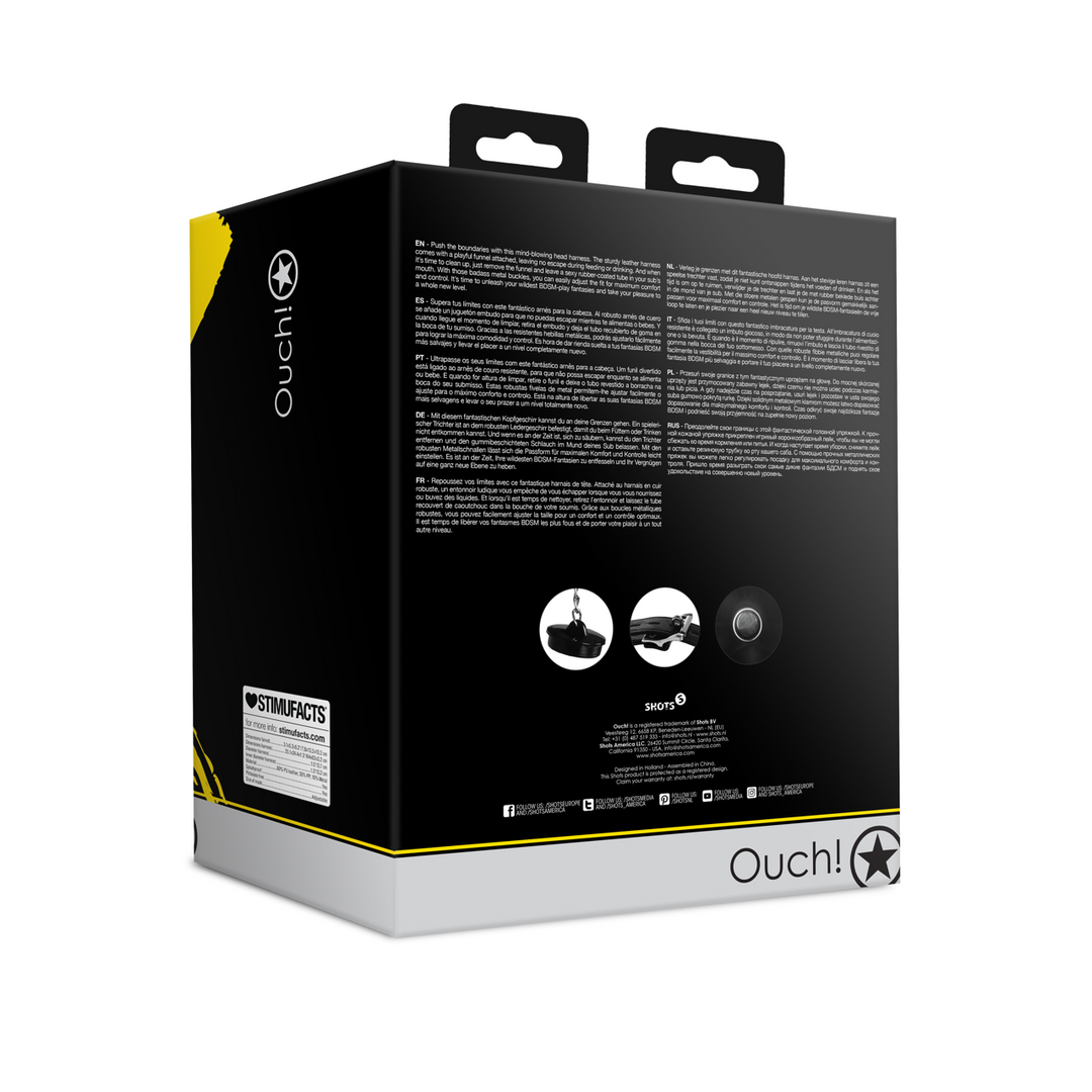 Ouch! by shots Open Mouth Gag Hoofdband met Trechter - Zwart (8714273051073)