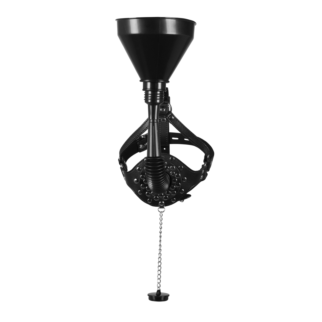 Ouch! by shots Open Mouth Gag Hoofdband met Trechter - Zwart (8714273051073)