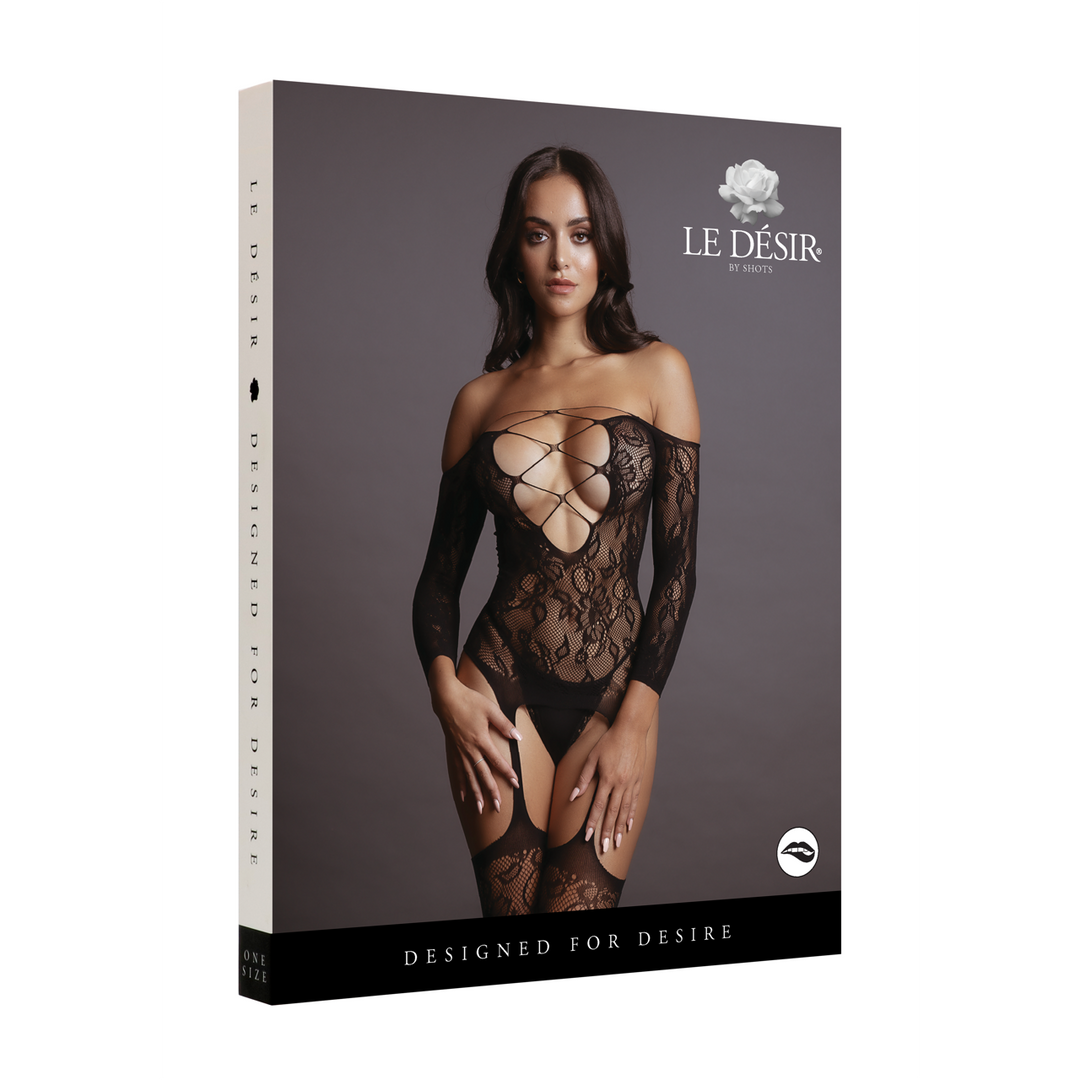Le désir by shots Criss Cross Neck Bodystocking - One Size (8714273495549)