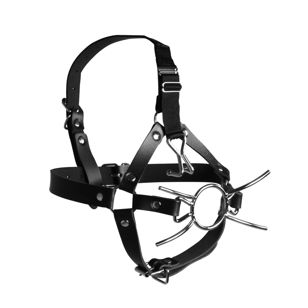 Ouch! by shots Hoofdharnas met Spider Gag en Neus Haken - Zwart (8714273051059)