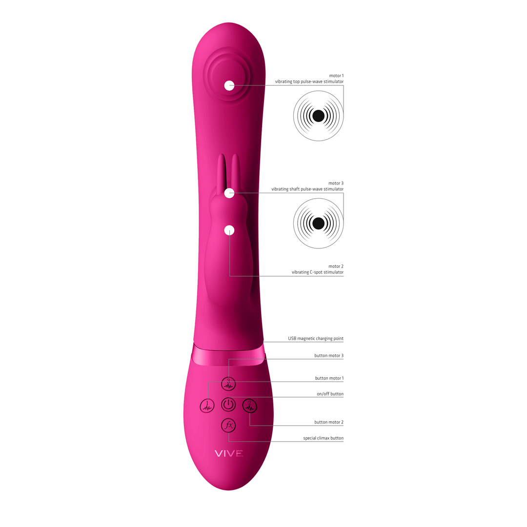 Vive by shots Mei - Dual Pulse-Wave Vibrating C-spot G-Spot Rabbit - Roze (7423522631614)