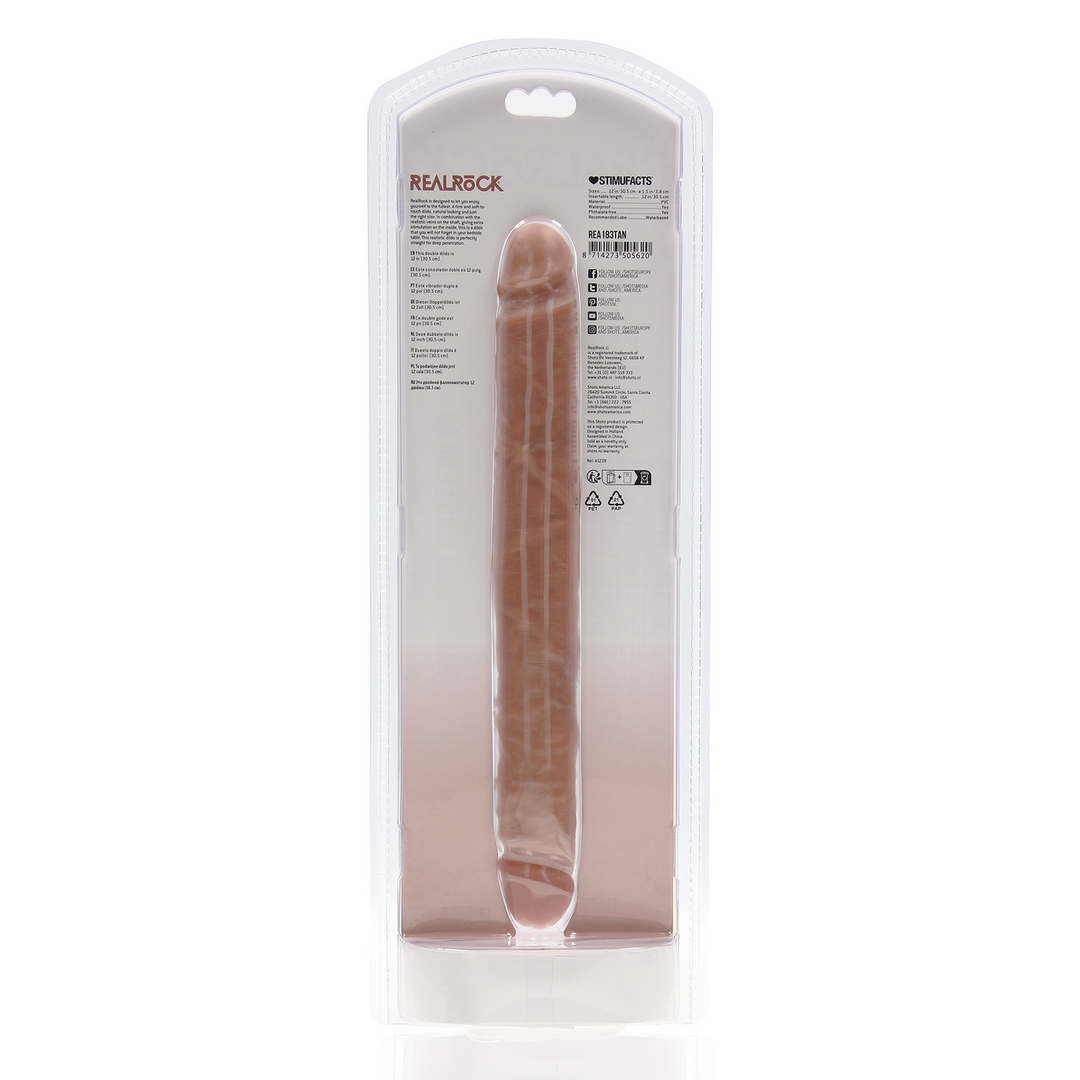 Realrock by shots Slim Double Ended Dong 12 / 30,5 cm - Tan (8714273505620)
