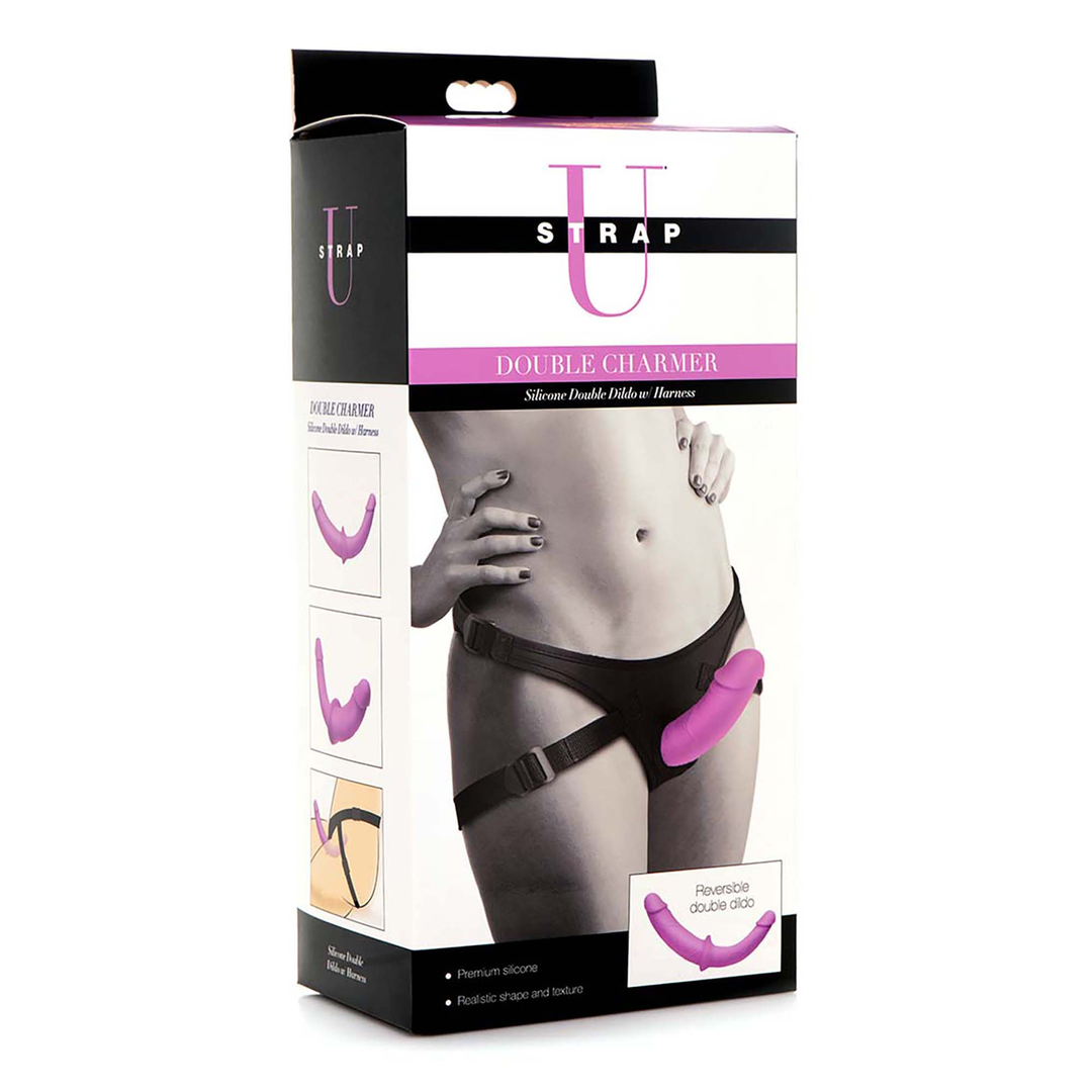 Xr brands Double Charmer - Silicone Double Dildo met Harness (848518046628)