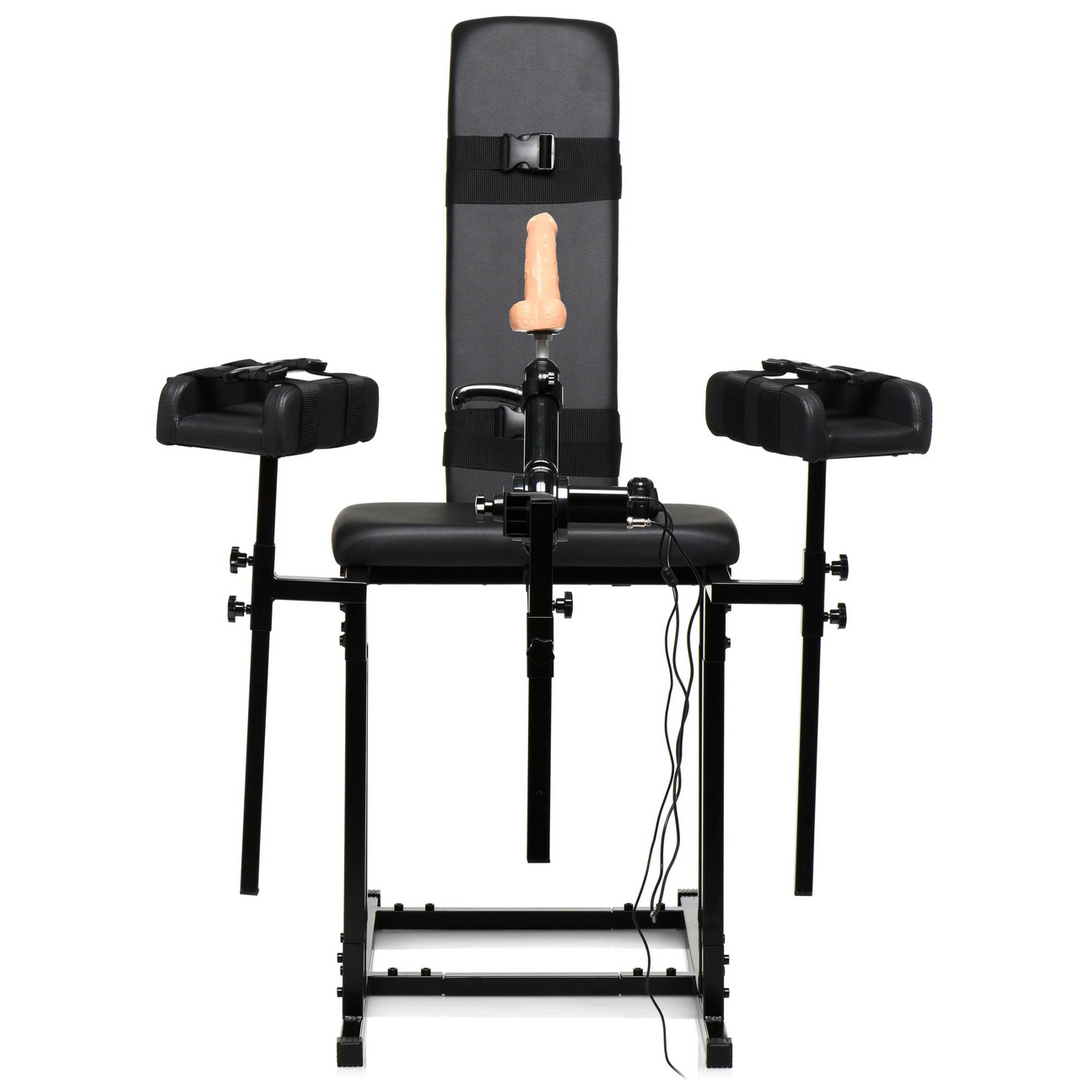 Xr brands MS Obedience Chair met Sex Machine - Zwart (848518051530)