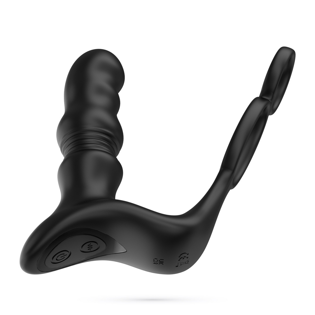 Crushious Crixus - Vibrerende Prostaatmassager met Balriem en Cockring - Zwart (7403254161009)