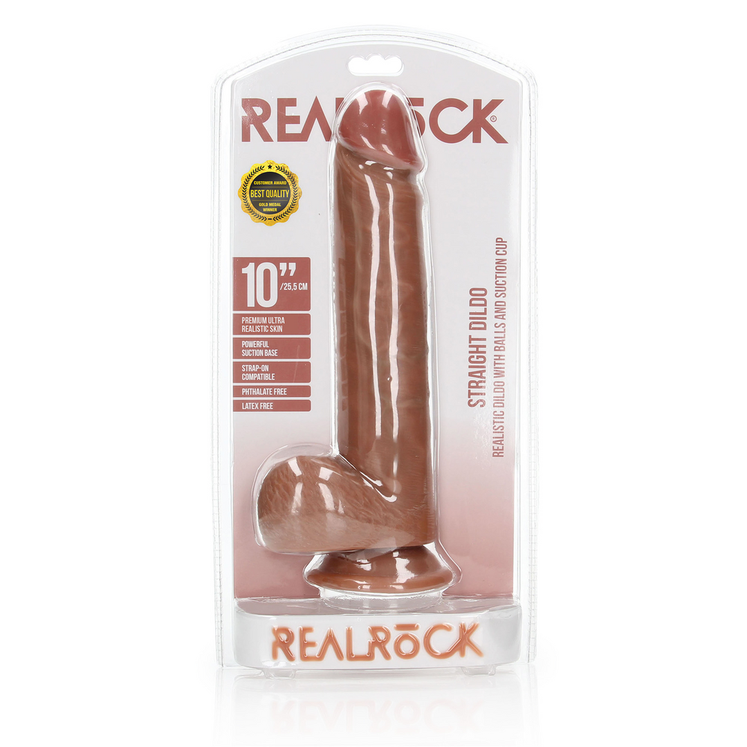 Realrock by shots Rechtdoor Realistische Dildo met Ballen en Zuignap - 10 / 25,5 cm (7423522629611)