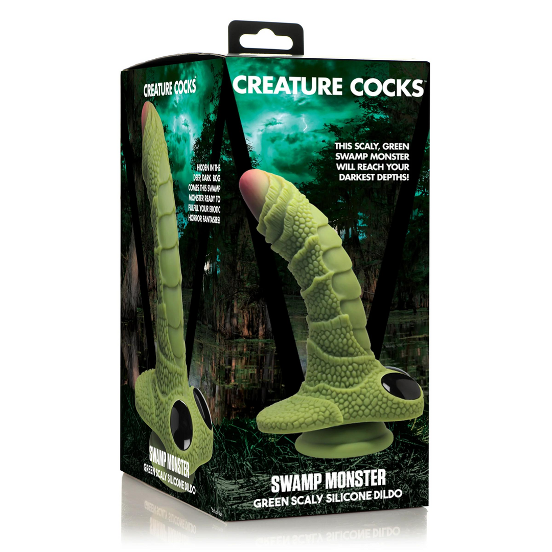 Xr brands Swamp Monster Scaly Silicone Dildo - Zwart (848518048905)