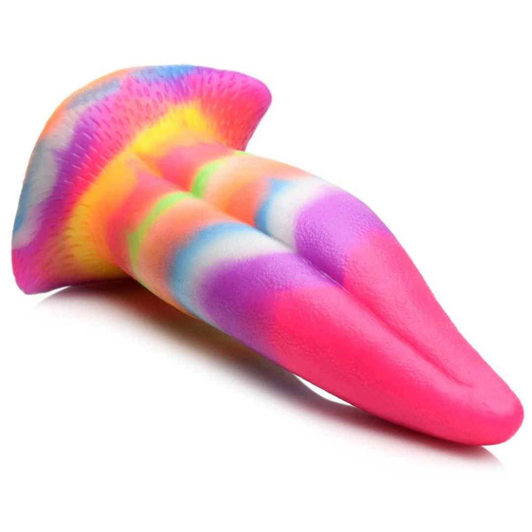 Xr brands Eenhoorn Tongue - Glow in the Dark - Silicone Dildo - Regenboog (848518049902)