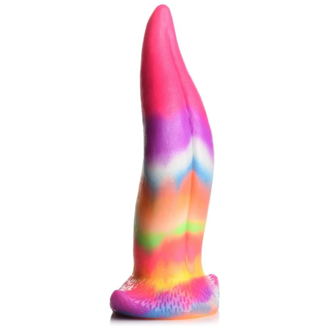 Xr brands Eenhoorn Tongue - Glow in the Dark - Silicone Dildo - Regenboog (848518049902)