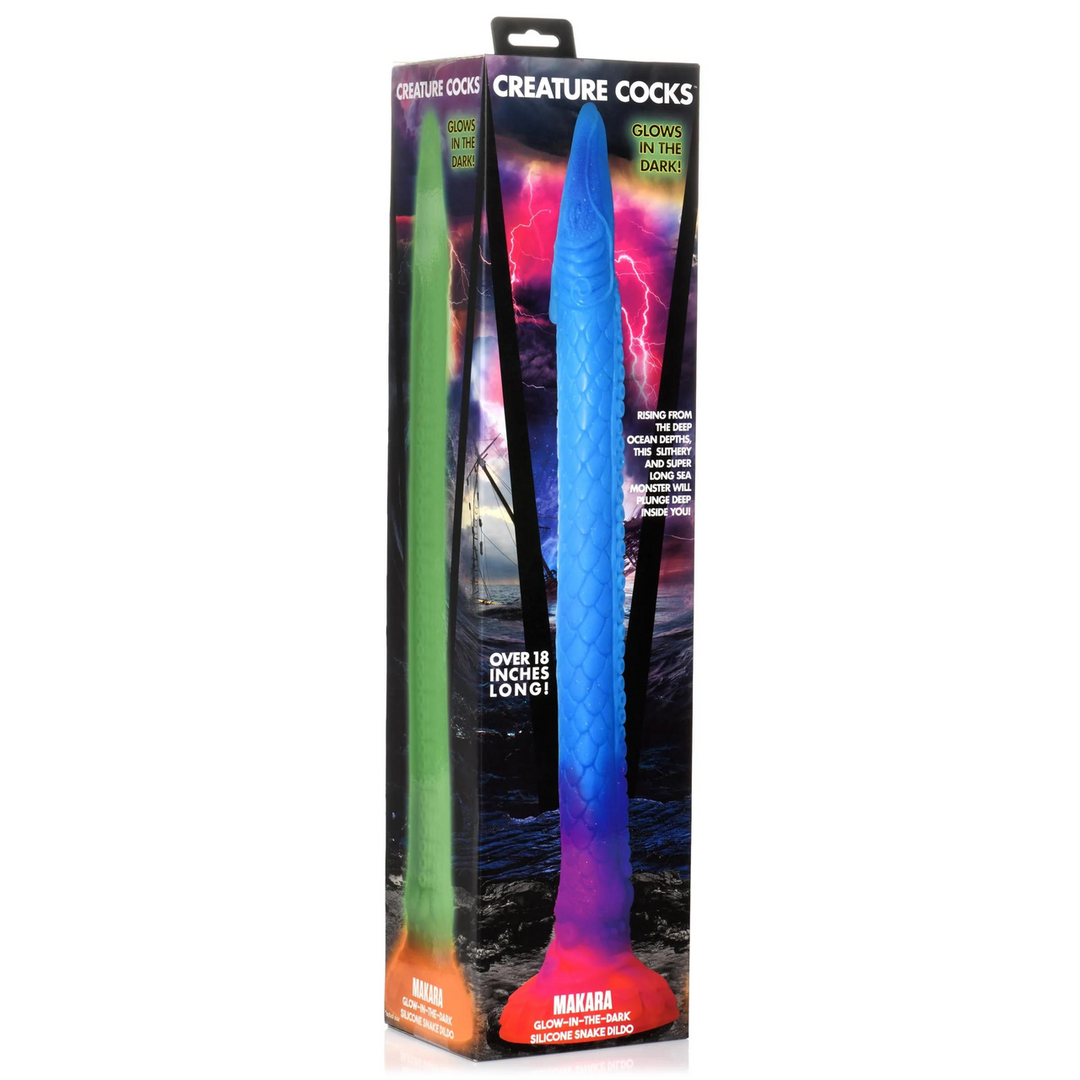 Xr brands Makara - Glow in the Dark - Siliconen Slang Dildo (848518051417)