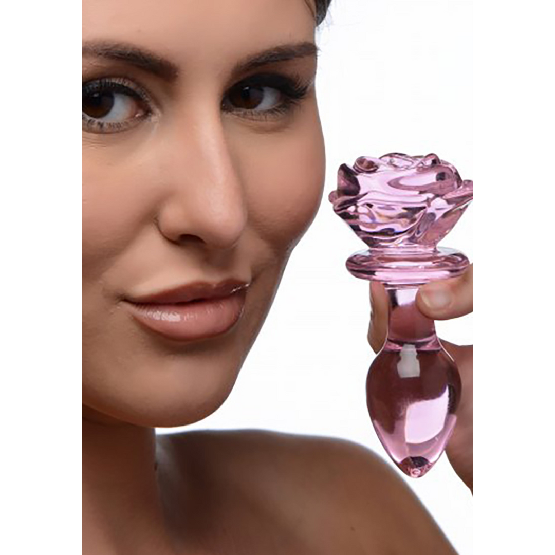 Xr brands Roze Roos - Glazen Butt Plug - Medium (848518042392)