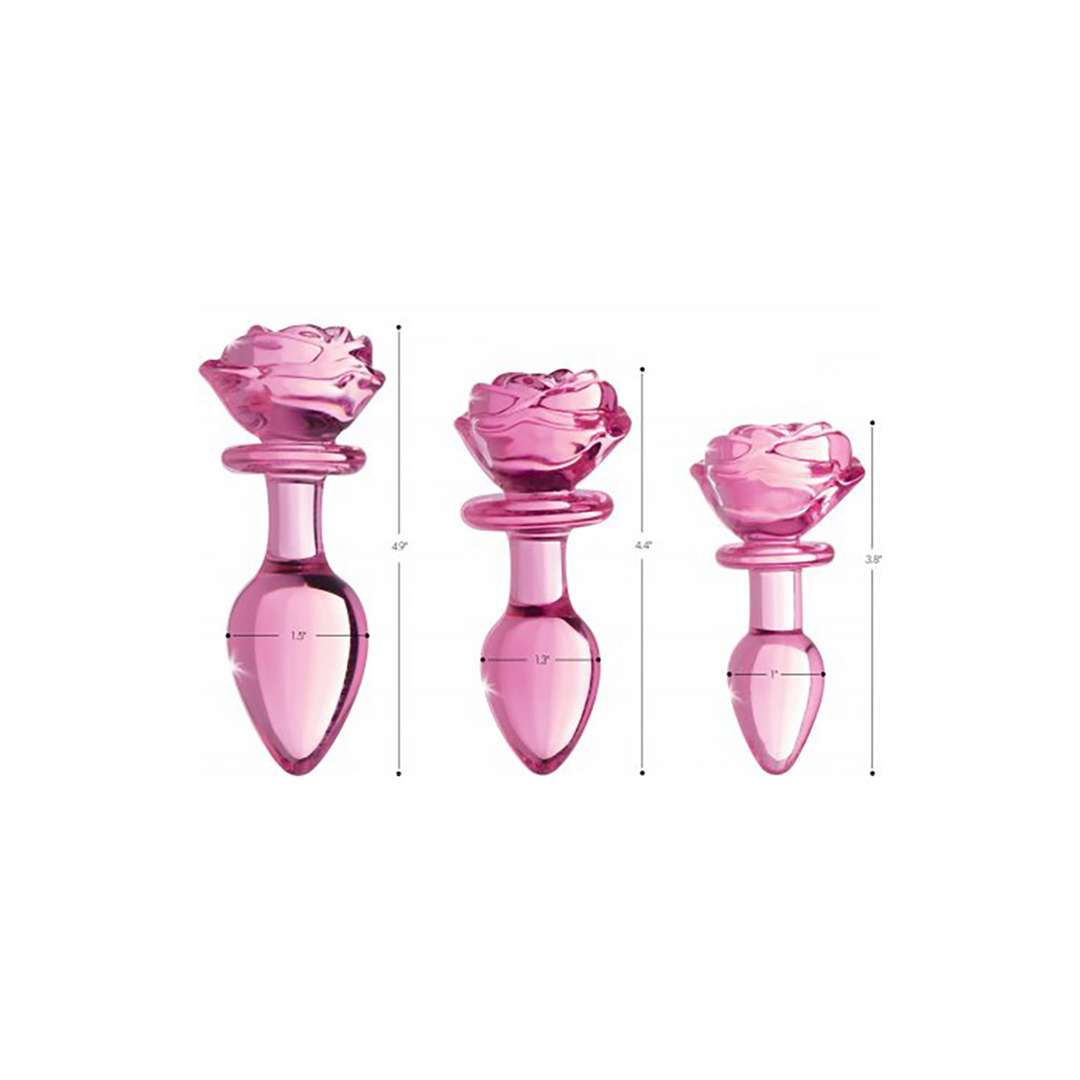 Xr brands Roze Roos - Glazen Butt Plug - Medium (848518042392)