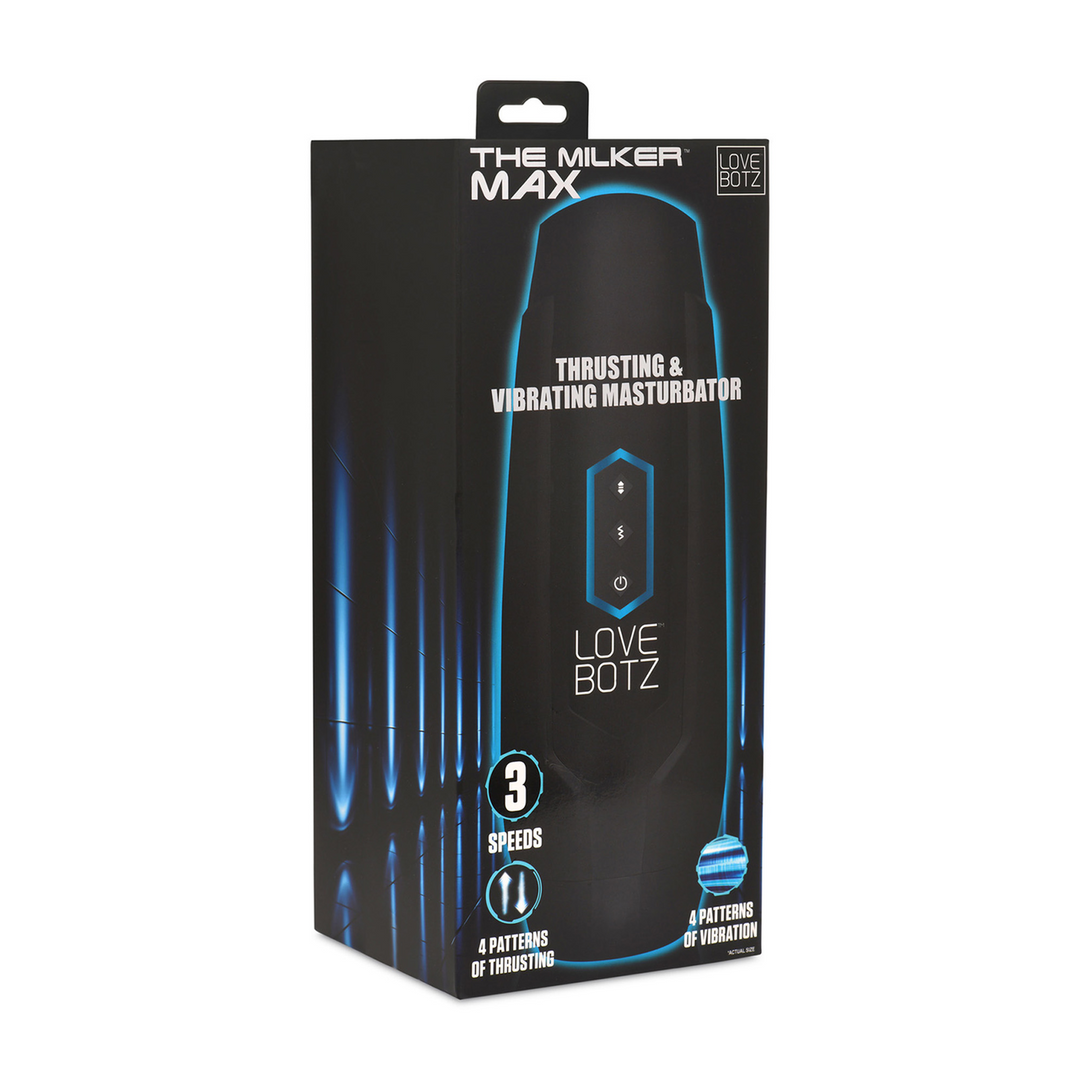 Xr brands De Milker Max - 14X Duwende en Vibrerende Masturbator - Zwart (848518053558)