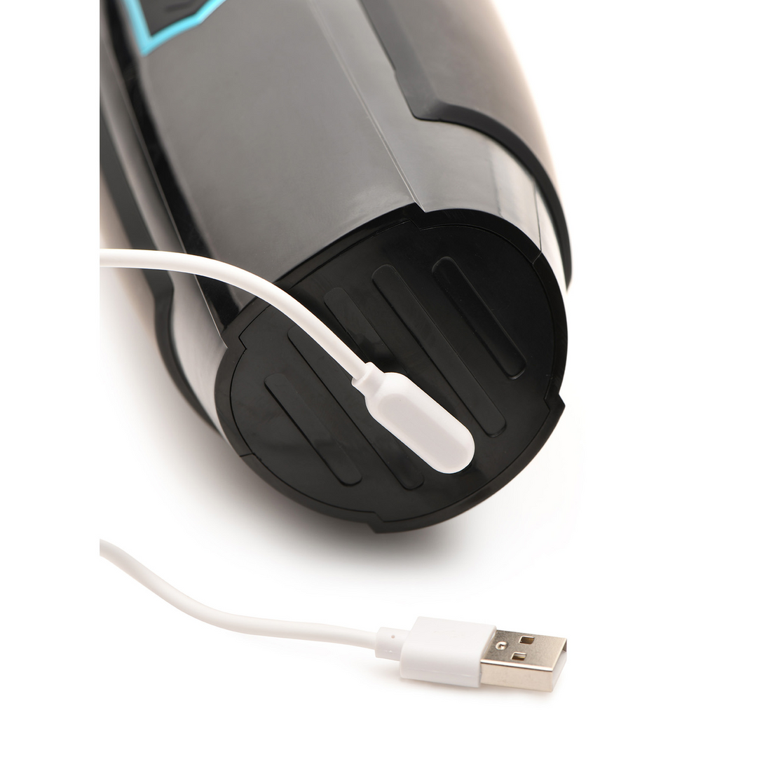 Xr brands De Milker Max - 14X Duwende en Vibrerende Masturbator - Zwart (848518053558)