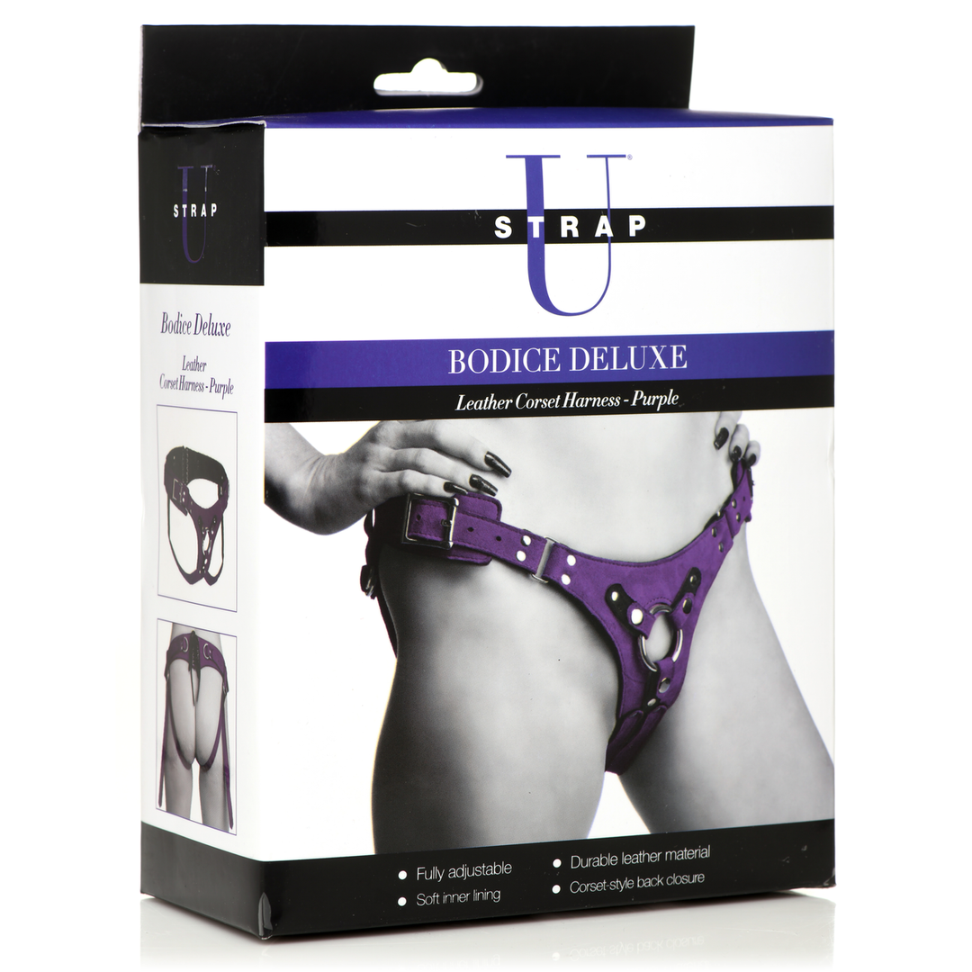 Xr brands Bodice Deluxe - Leren Korset Harnas - Paars (848518051356)