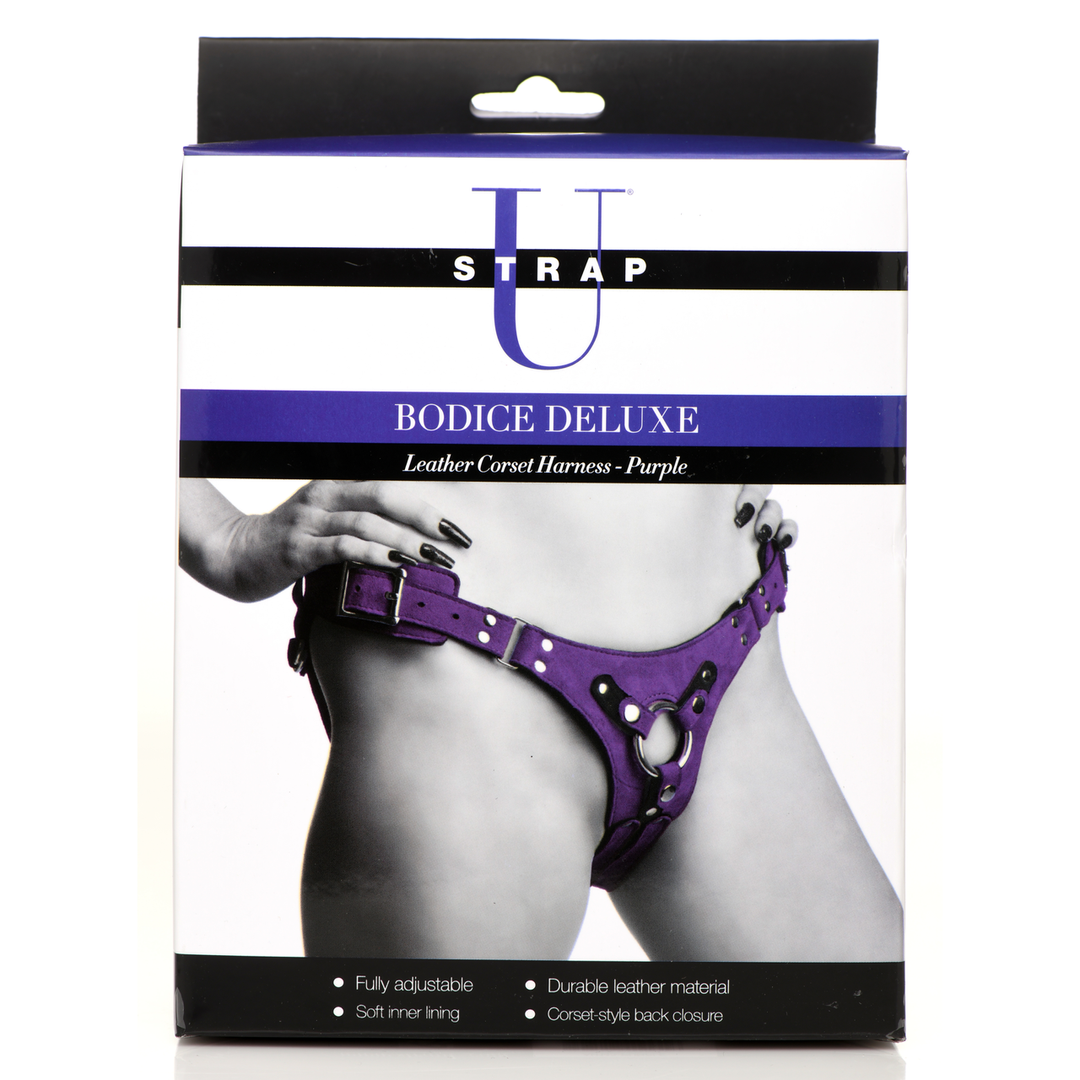 Xr brands Bodice Deluxe - Leren Korset Harnas - Paars (848518051356)