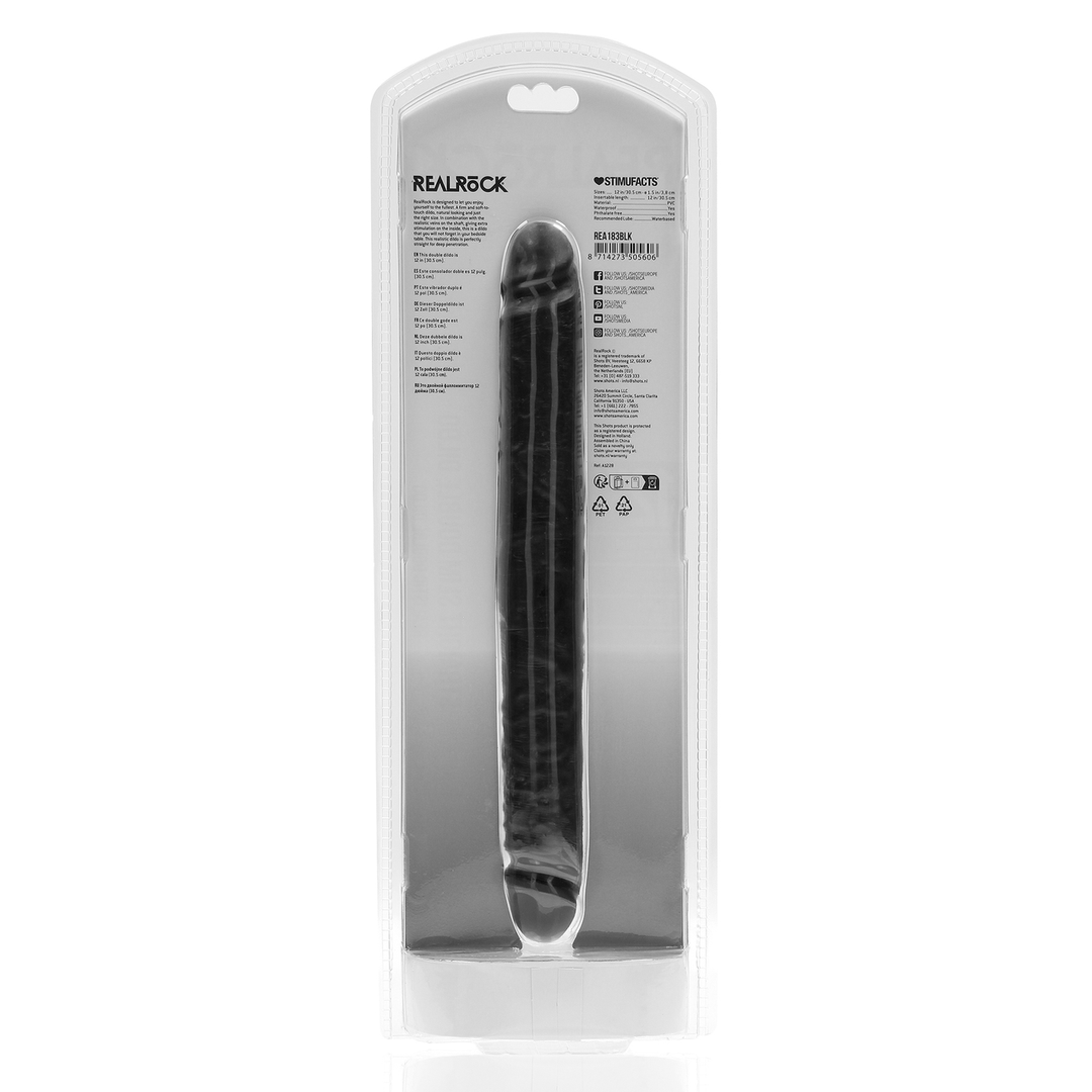 Realrock by shots Slim Double Ended Dong 12 / 30,5 cm - Zwart (8714273505606)