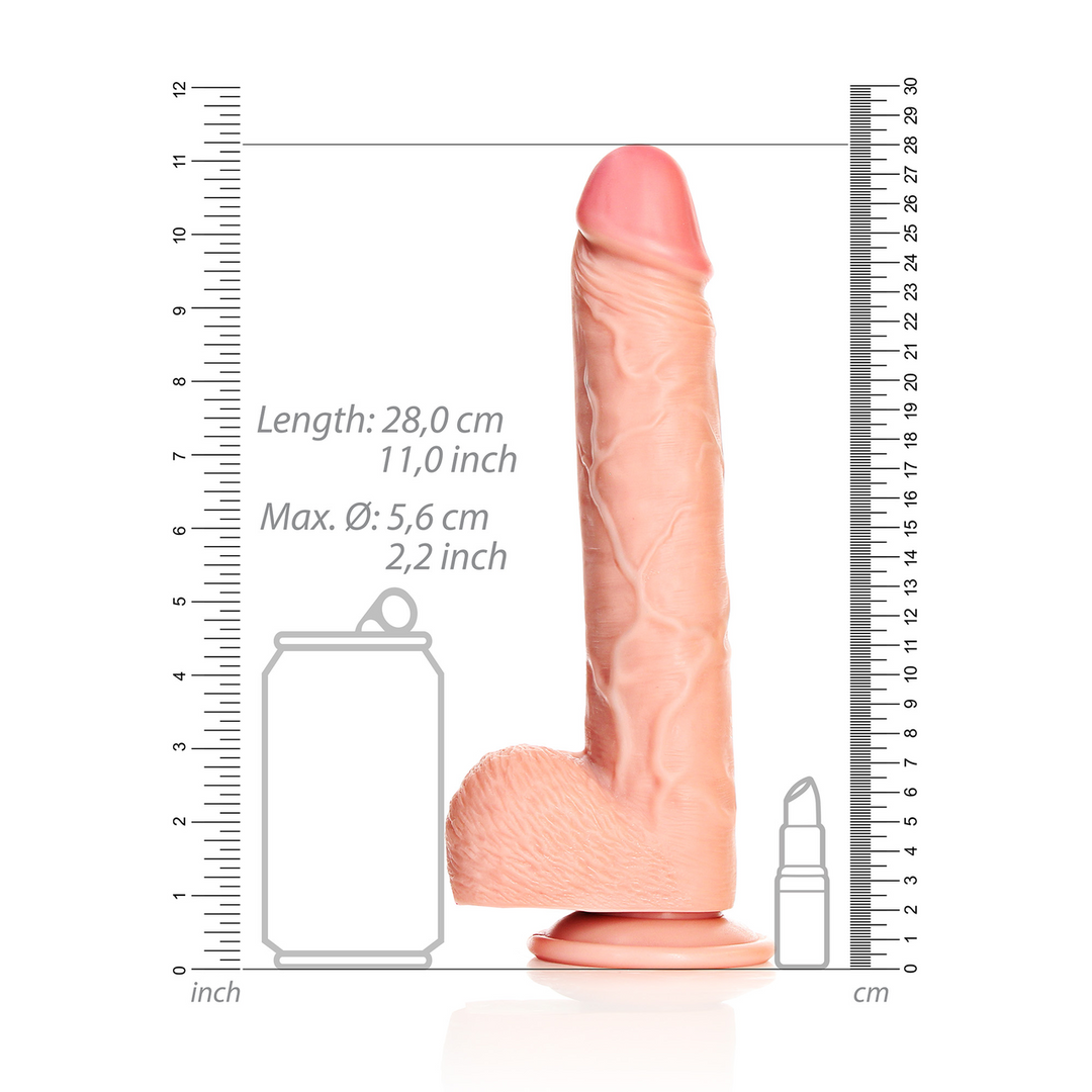 Realrock by shots Rechtdoorgaande Realistische Dildo met Ballen en Zuignap - 10 / 25,5 cm (7423522629604)