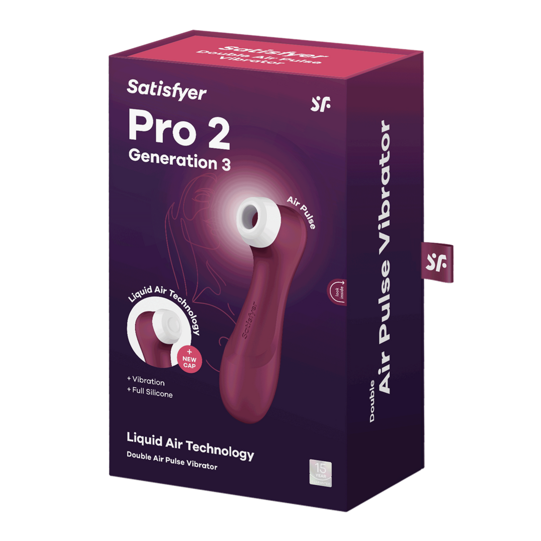 Satisfyer Pro 2 Generatie 3 - Double Air Pulse Vibrator - Liquid Air - Wijnrood (4061504051871)