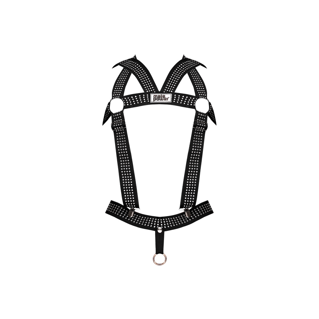 Male power Elastische Harnas met Studs - Eén Maat - Zwart (845830085991)