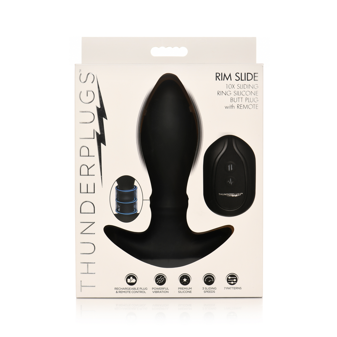 Xr brands Rim Slide - Sliding Ring Silicone Butt Plug - Zwart (848518051653)