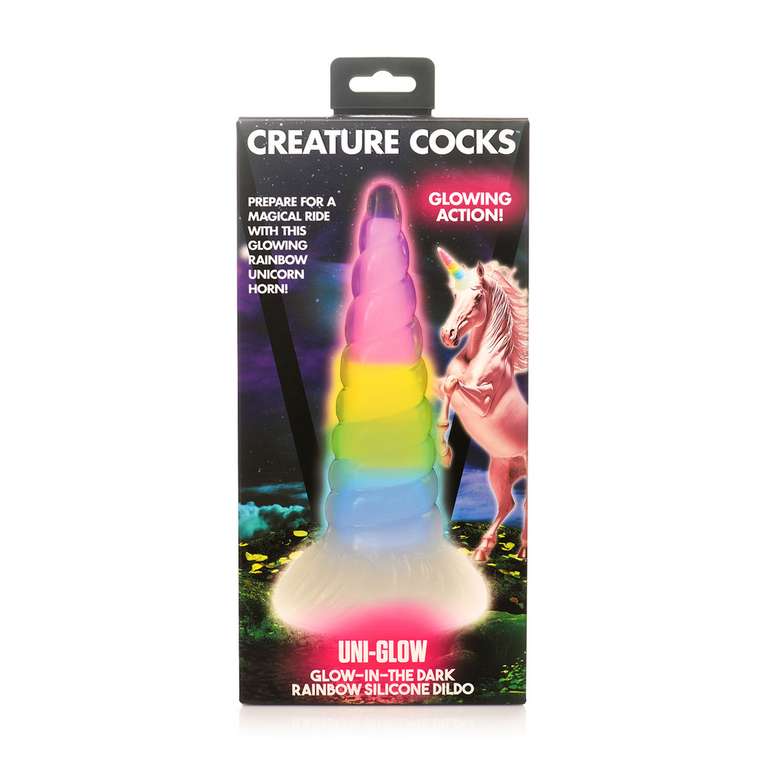 Xr brands UniGlow - Glow-in-the-Dark Regenboog Siliconen Dildo (848518053534)