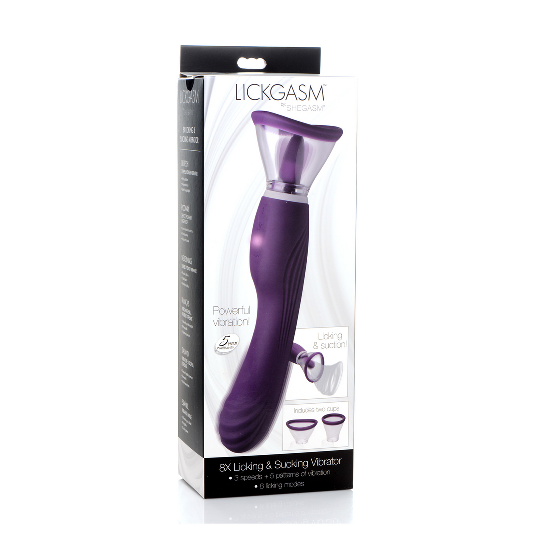 Xr brands Lickgasm - 8x Licking en Sucking Vibrator - Paars (848518044938)