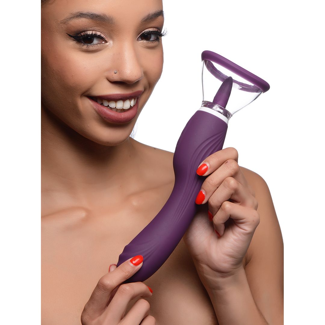 Xr brands Lickgasm - 8x Licking en Sucking Vibrator - Paars (848518044938)