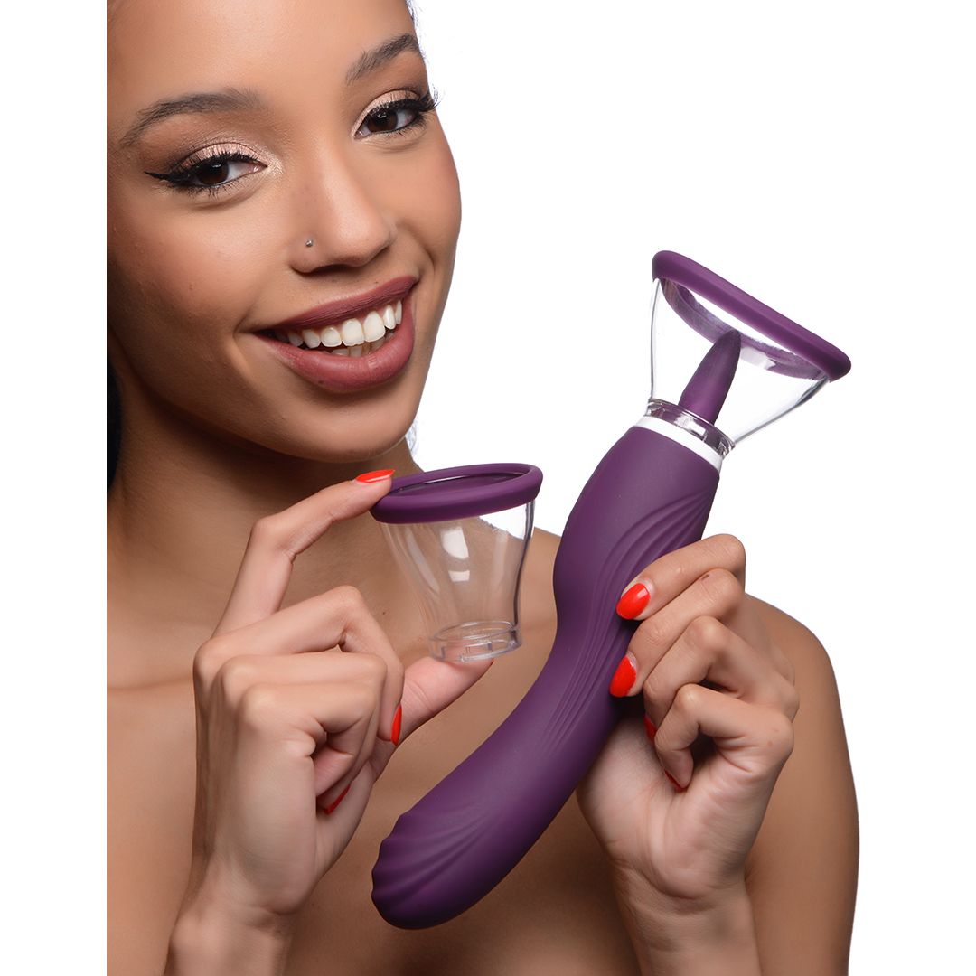 Xr brands Lickgasm - 8x Licking en Sucking Vibrator - Paars (848518044938)