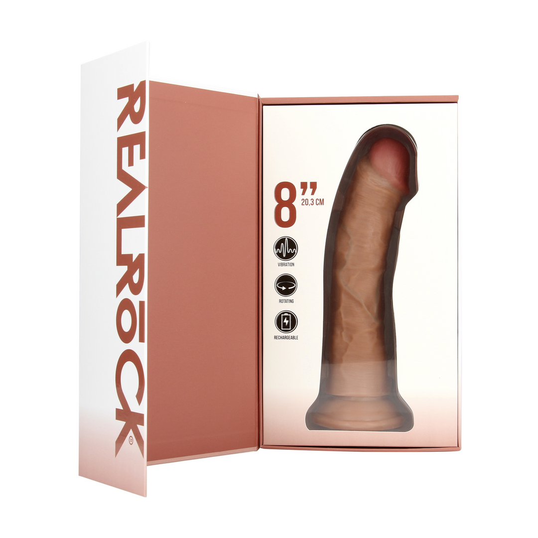 Realrock by shots Vibrerende en Rotating Regular Curved Cock - 8 / 20,5 cm - Tan (8714273041784)
