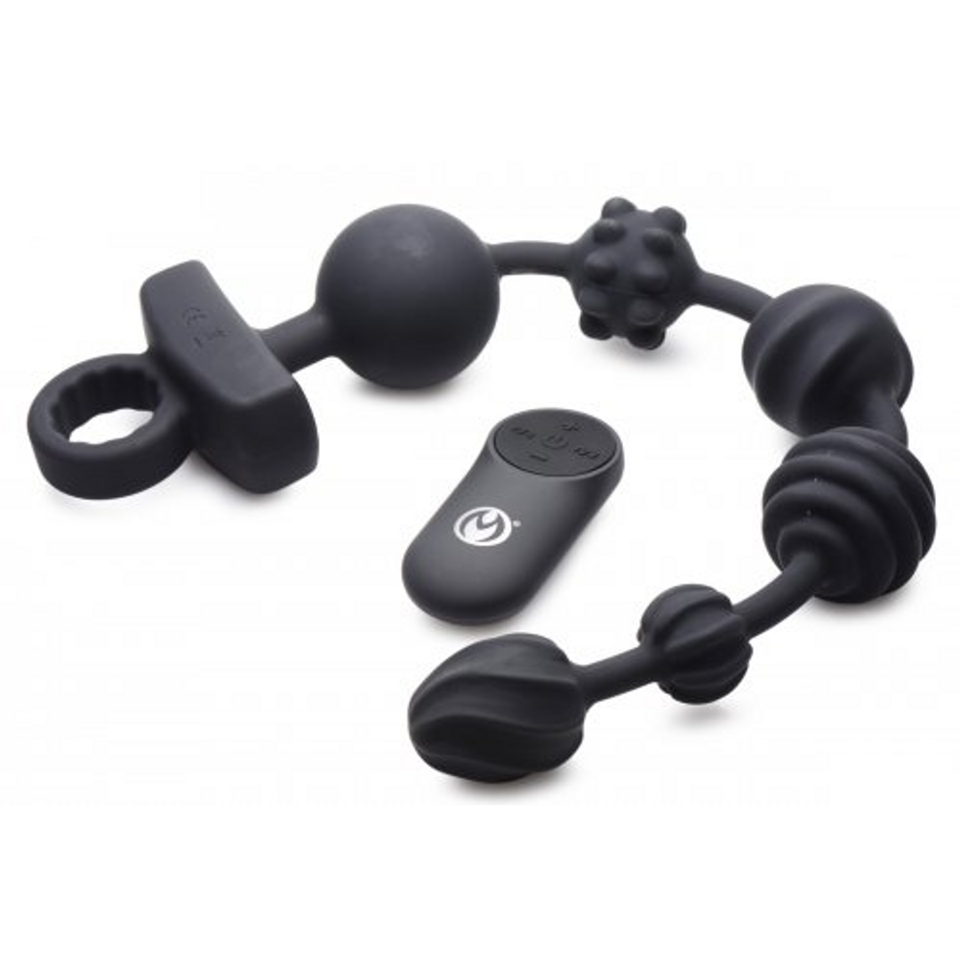 Xr brands Donkere Rattler - Vibrerende Siliconen Anale Ballen met Afstandsbediening (848518045027)