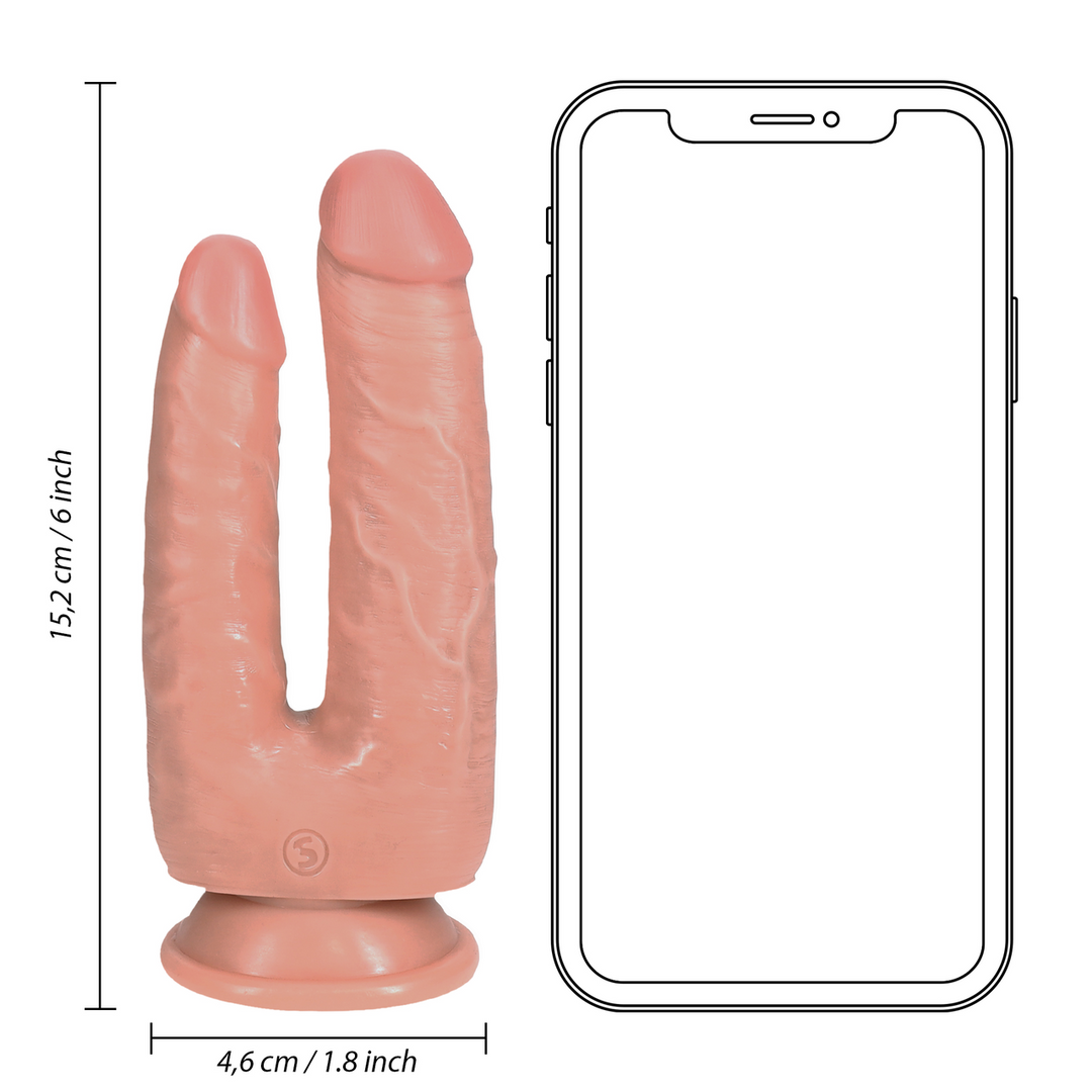 Realrock by shots Double Trouble Dildo 5/6 - 12,7/15,2 cm - Flesh (8714273505378)