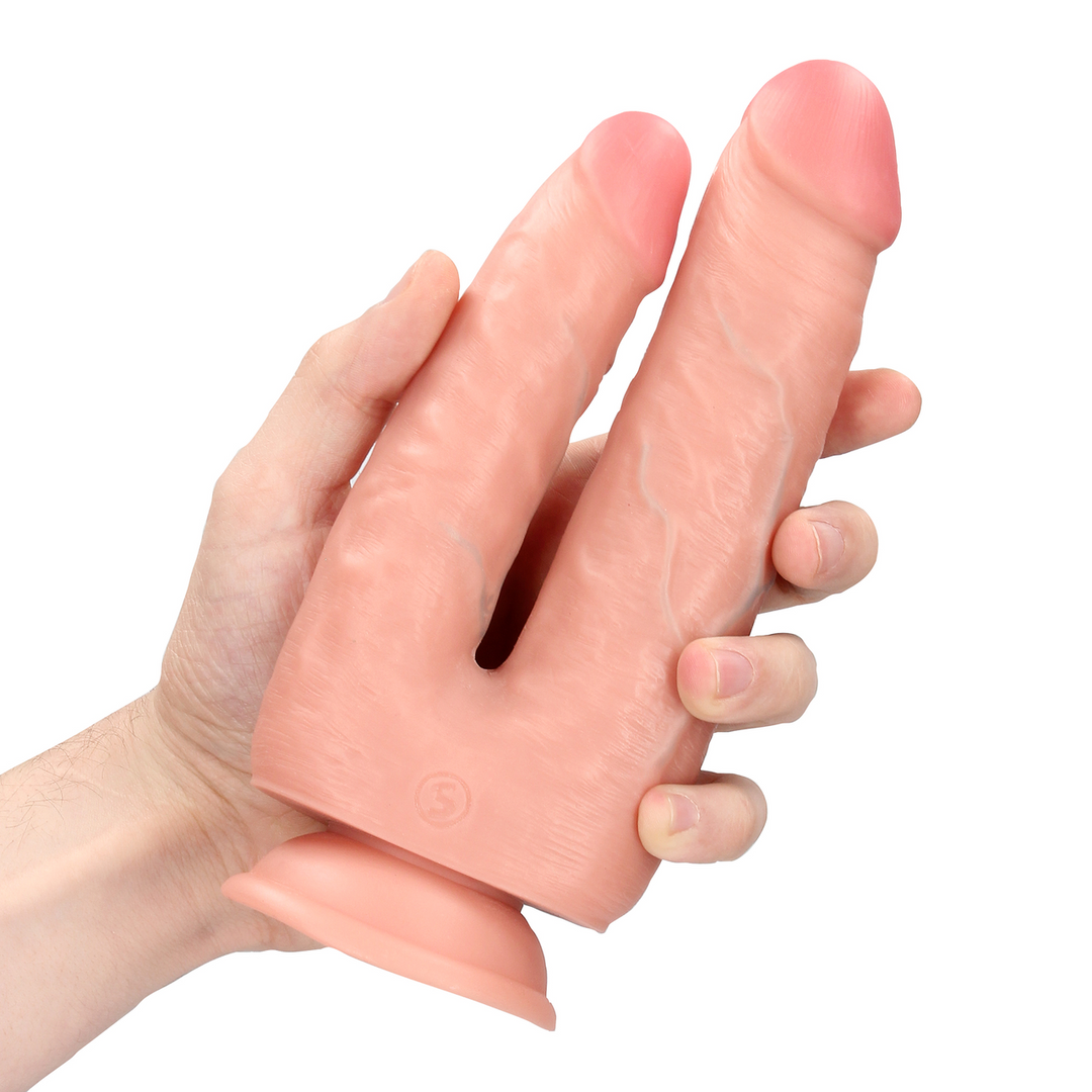 Realrock by shots Double Trouble Dildo 5/6 - 12,7/15,2 cm - Flesh (8714273505378)