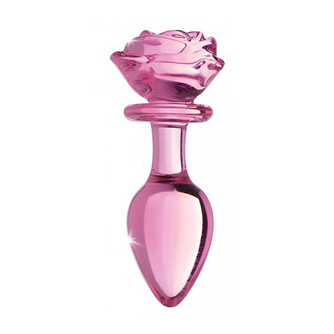 Xr brands Roze Roos - Glazen Butt Plug - Groot (848518042408)