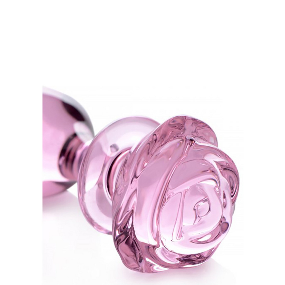 Xr brands Roze Roos - Glazen Butt Plug - Groot (848518042408)