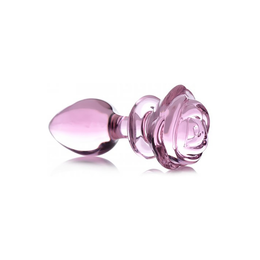 Xr brands Roze Roos - Glazen Butt Plug - Groot (848518042408)