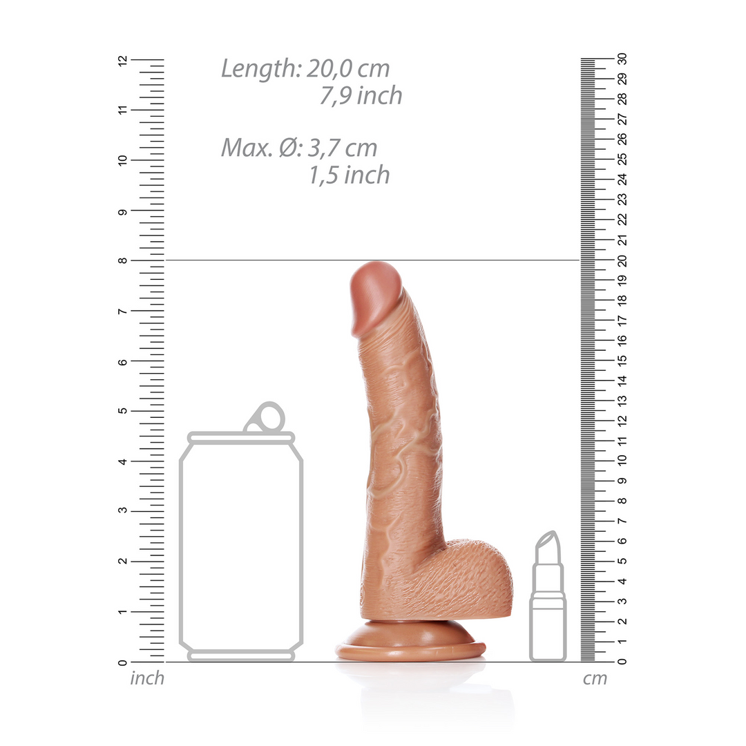 Realrock by shots Gebogen Realistische Dildo met Ballen en Zuignap - 7 / 18 cm (7423522627693)