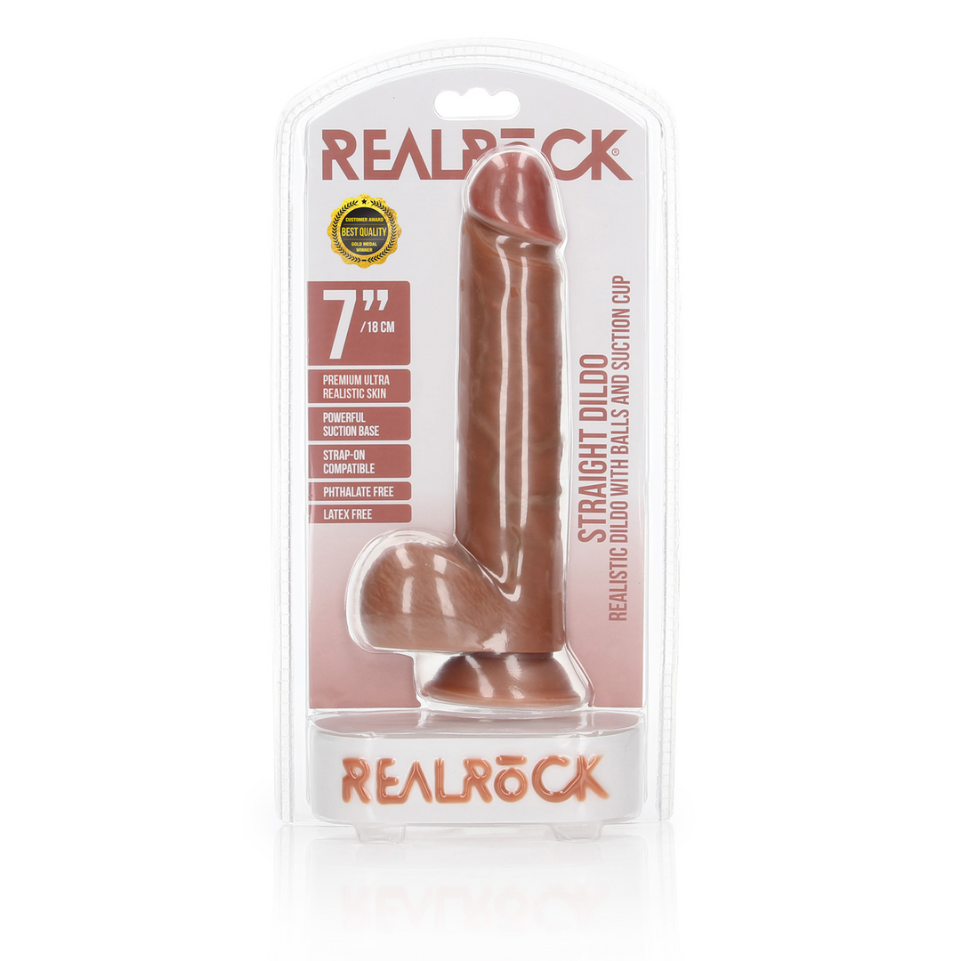 Realrock by shots Rechtdoor Realistische Dildo met Ballen en Zuignap - 7 / 18 cm (7423522628652)