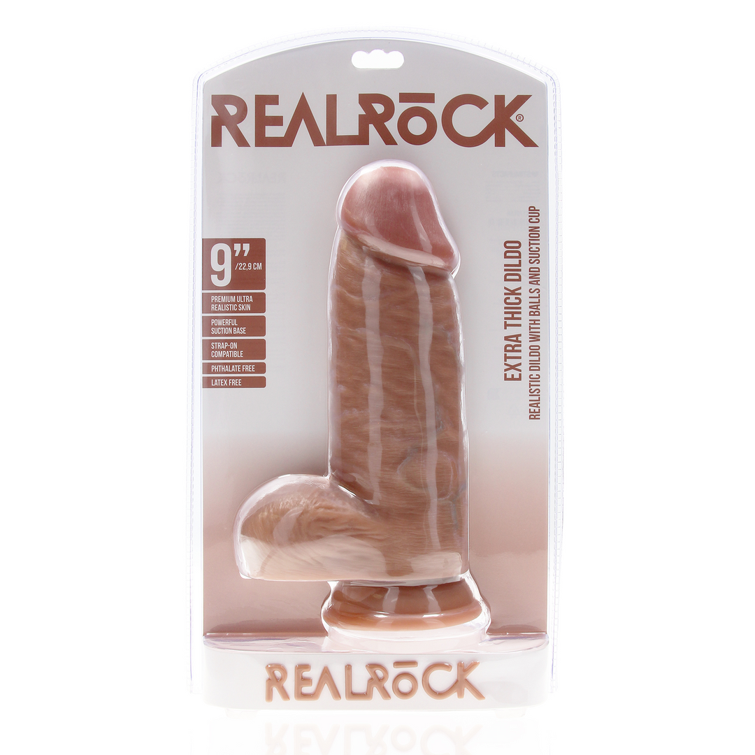 Realrock by shots Extra Dikke Recht met Balletjes 9 / 23 cm - Tan (8714273505231)