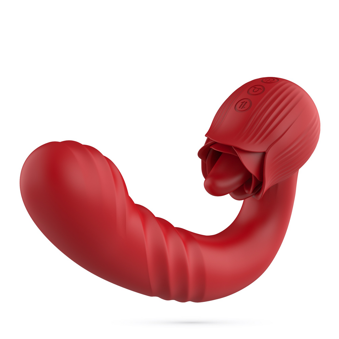 Crushious Osiria - Duwende en Likkende Rozen Vibrator - Rood (7403254160903)