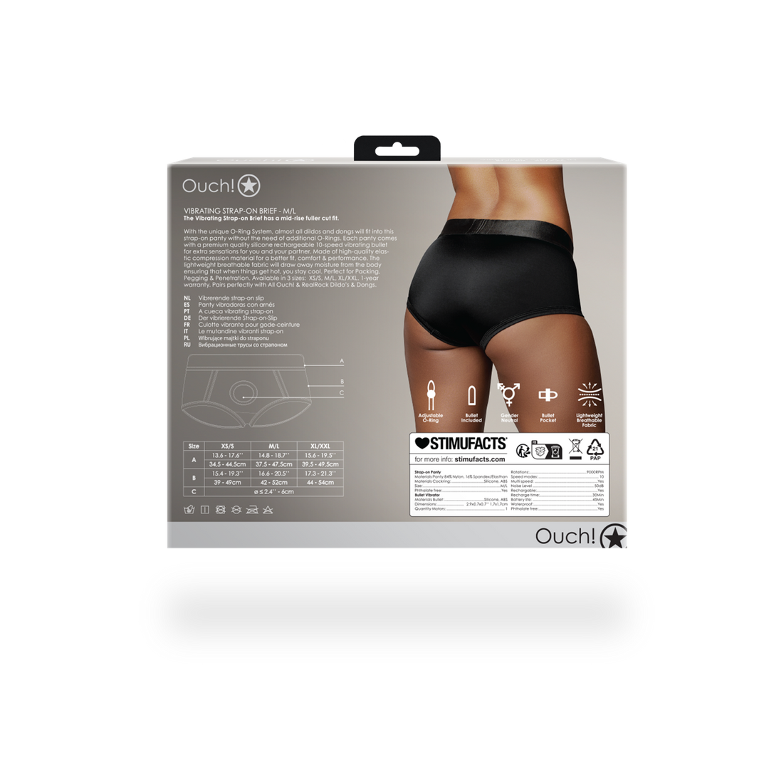Ouch! by shots Vibrerende Strap-on Boxershort - M/L - Zwart (8714273938428)