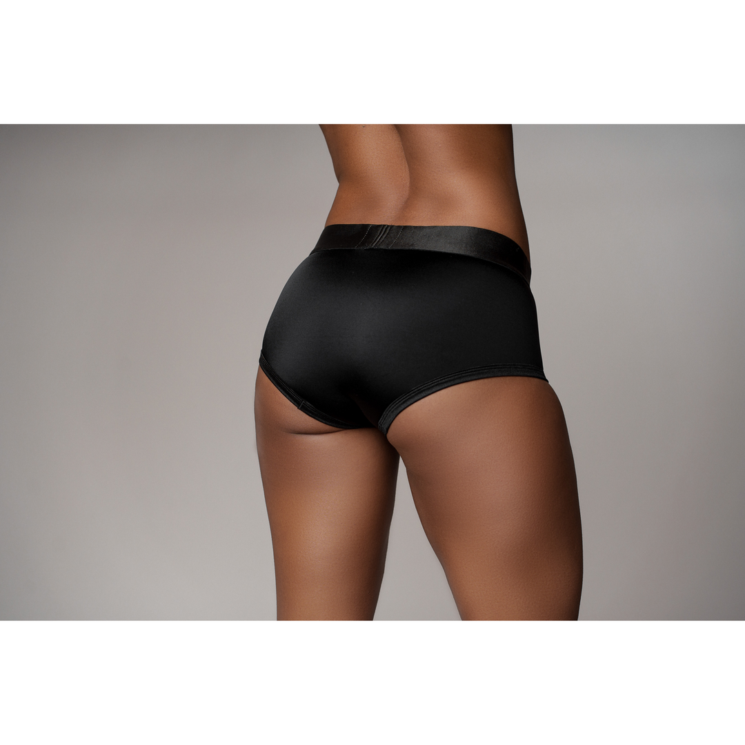 Ouch! by shots Vibrerende Strap-on Boxershort - M/L - Zwart (8714273938428)