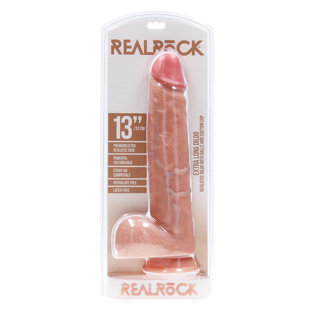 Realrock by shots Extra Large Straight met Ballen 13 / 33 cm - Vlees (8714273505019)