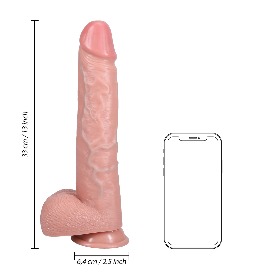 Realrock by shots Extra Large Straight met Ballen 13 / 33 cm - Vlees (8714273505019)