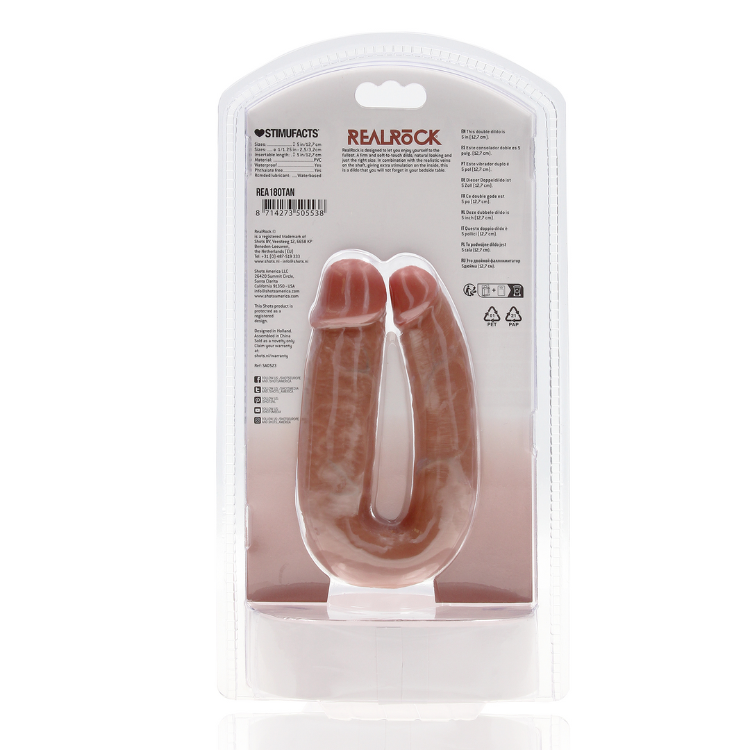 Realrock by shots U Vormige Dubbele Dildo 5 / 12,7 cm - Tan (8714273505538)