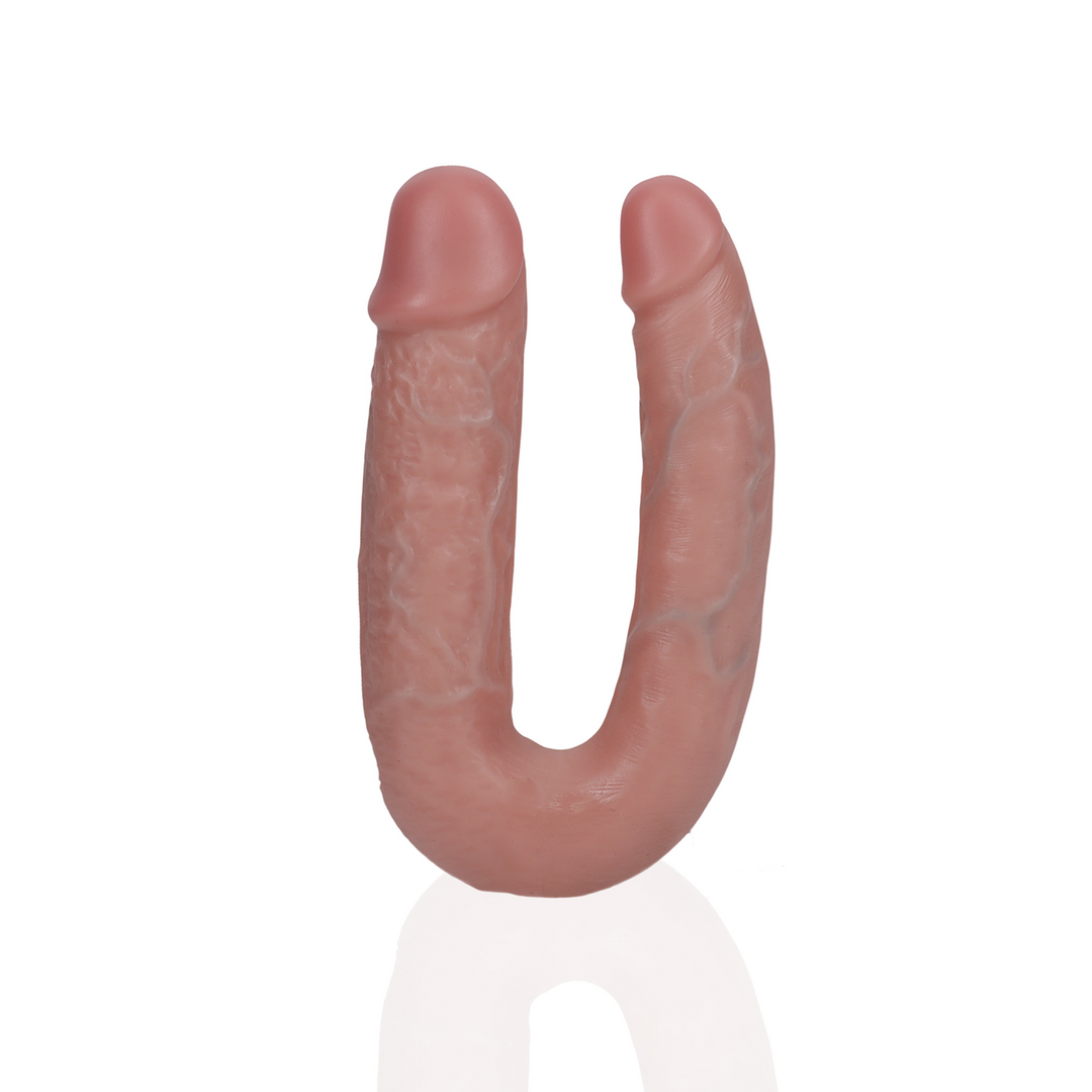 Realrock by shots U Vormige Dubbele Dildo 5 / 12,7 cm - Vlees (8714273505521)