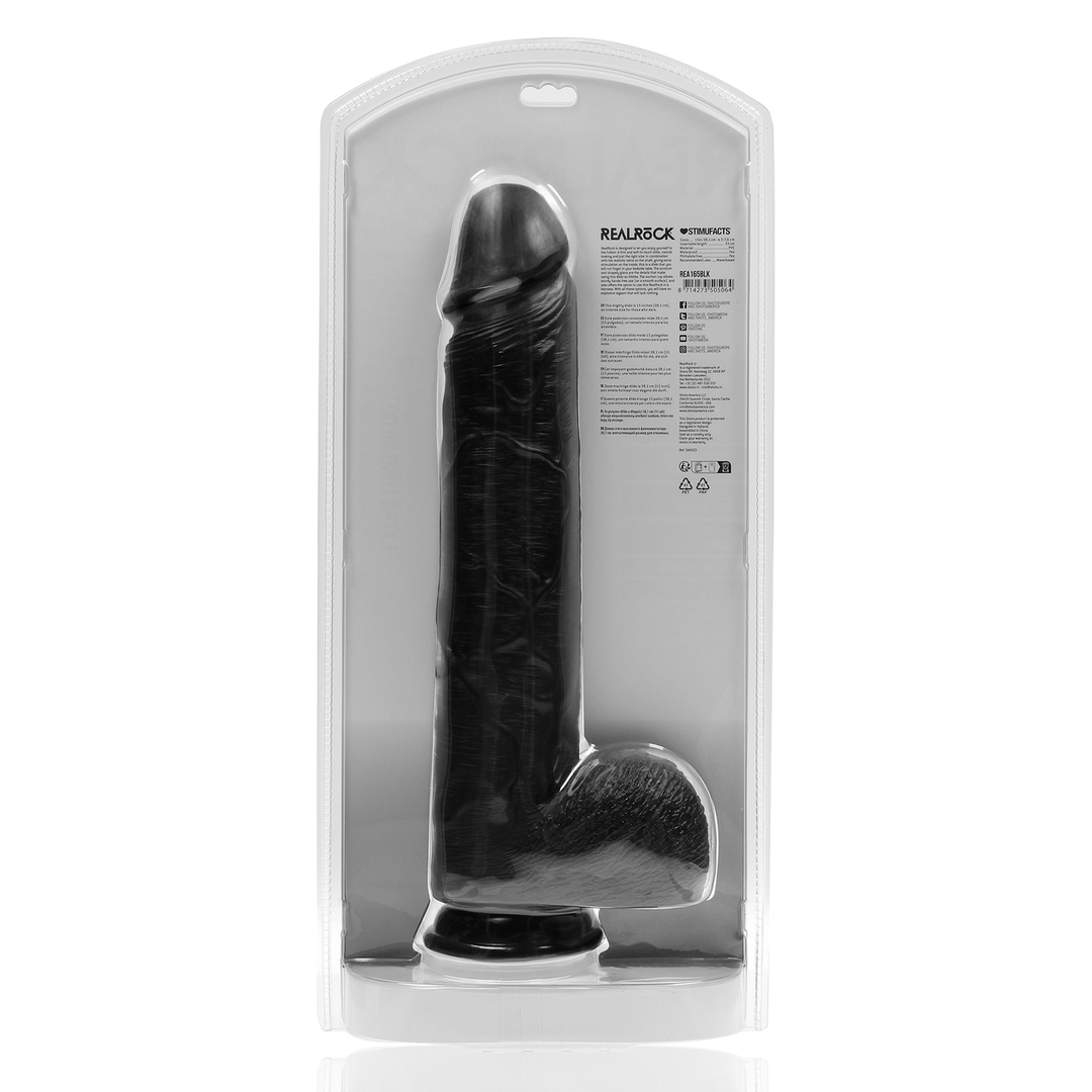 Realrock by shots Extra Large Straight met Ballen 15 / 38 cm - Zwart (8714273505064)