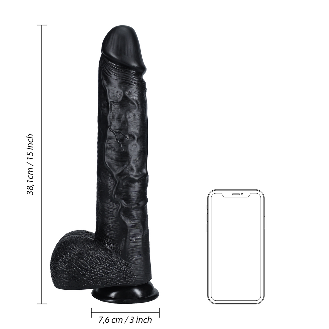 Realrock by shots Extra Large Straight met Ballen 15 / 38 cm - Zwart (8714273505064)